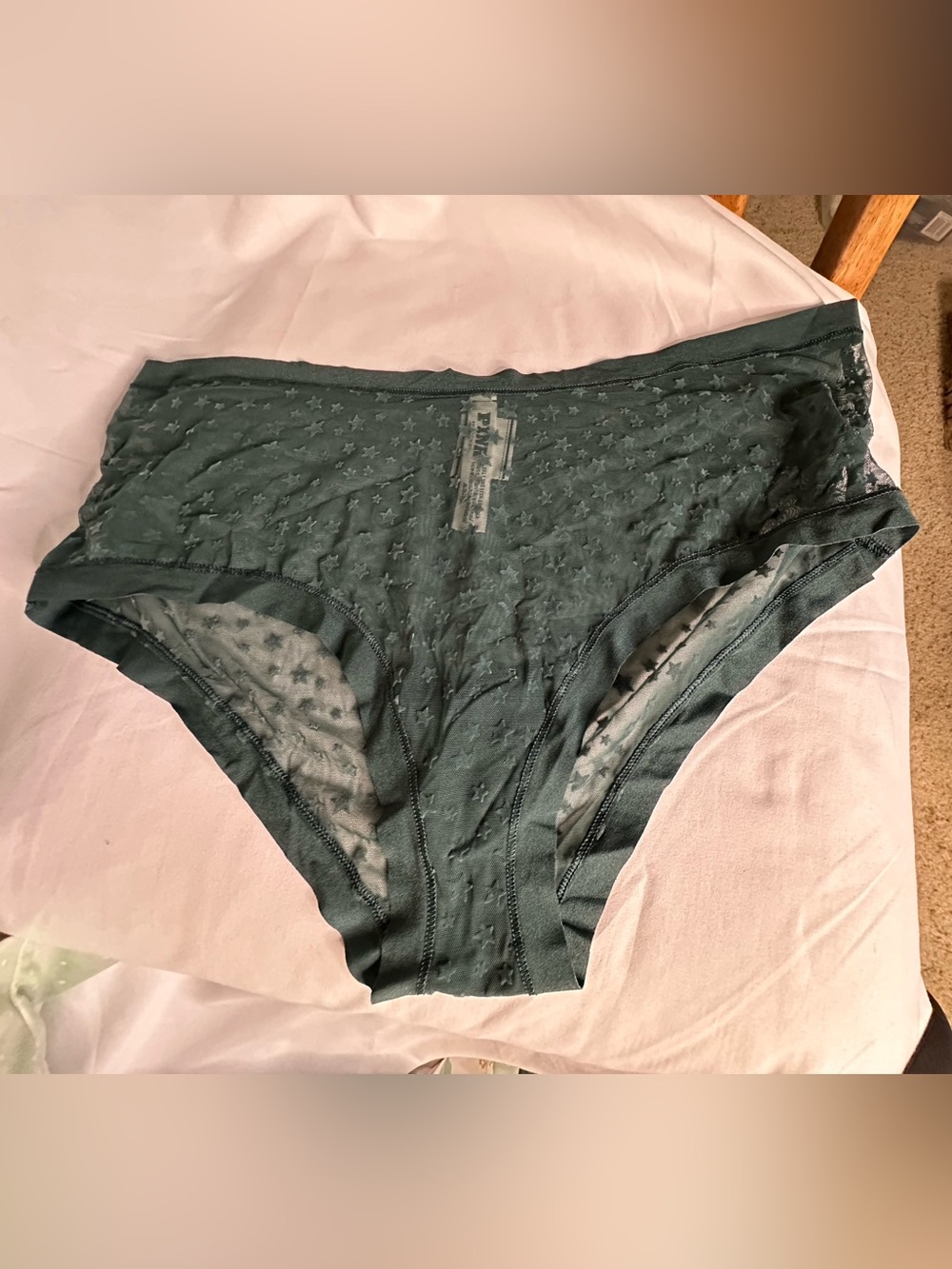 Victoria’s Secret Women's High-Rise Panties, Sheer Stars in Dark Teal